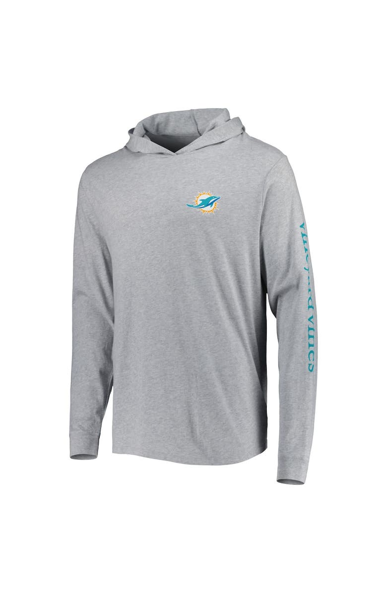 vineyard vines Men's Vineyard Vines Heathered Gray Miami Dolphins Local Long Sleeve Hoodie T-Shirt, Alternate, color, 