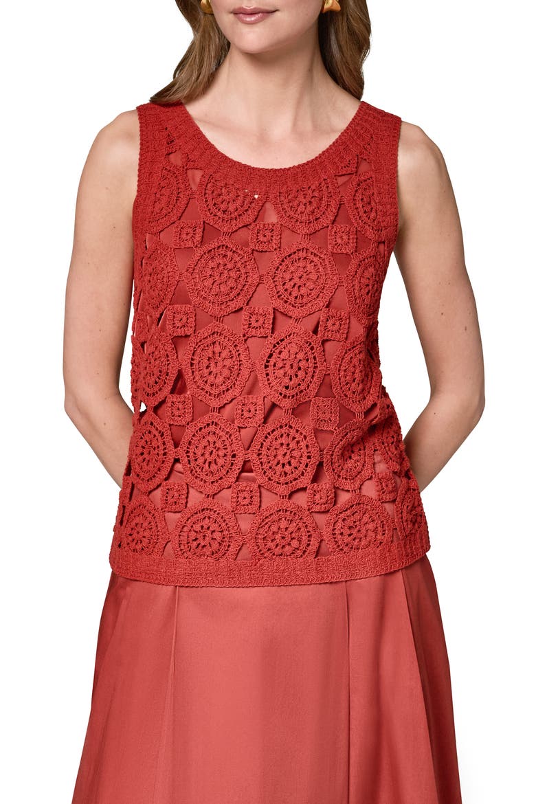 Crochet Sleeveless Sweater, Main, color, SUNBAKED