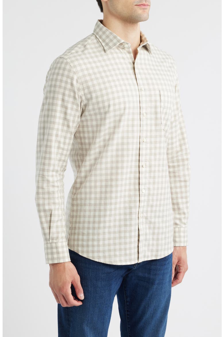 Haydon Gingham Cotton Button-Up Shirt, Alternate, color, STRAW