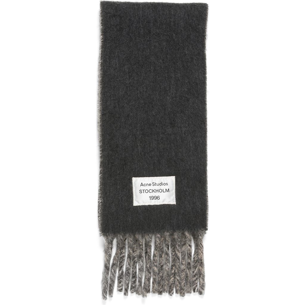 Acne Studios Volly Alpaca & Wool Blend Fringe Scarf In Gray