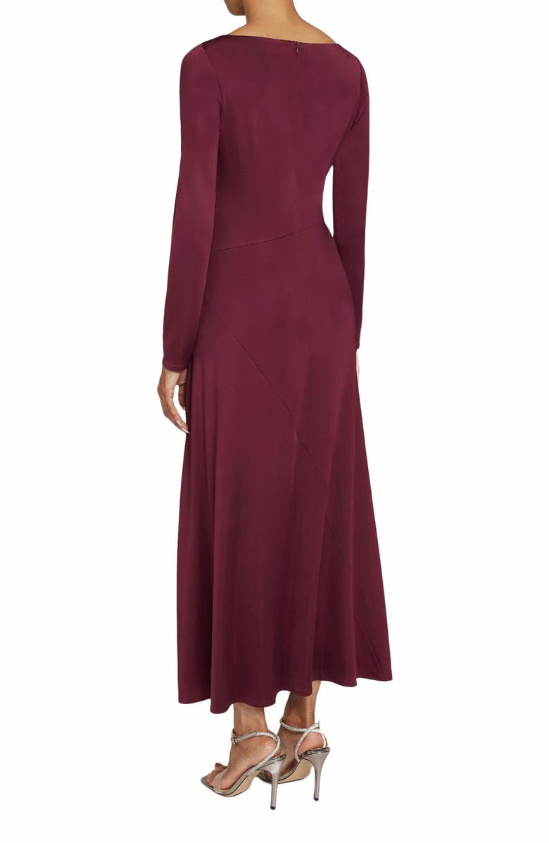Santorelli TIA Long Sleeve Handkerchief Midi Jersey Dress, Alternate, color, Sangria