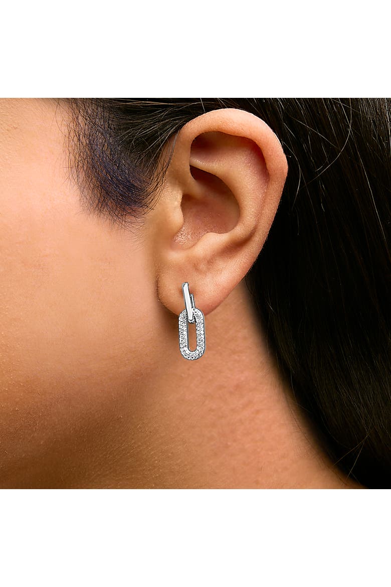 10K Gold 1/2 Cttw Lab Grown Diamond Dangling Paperclip Drop Earrings, Alternate, color, White