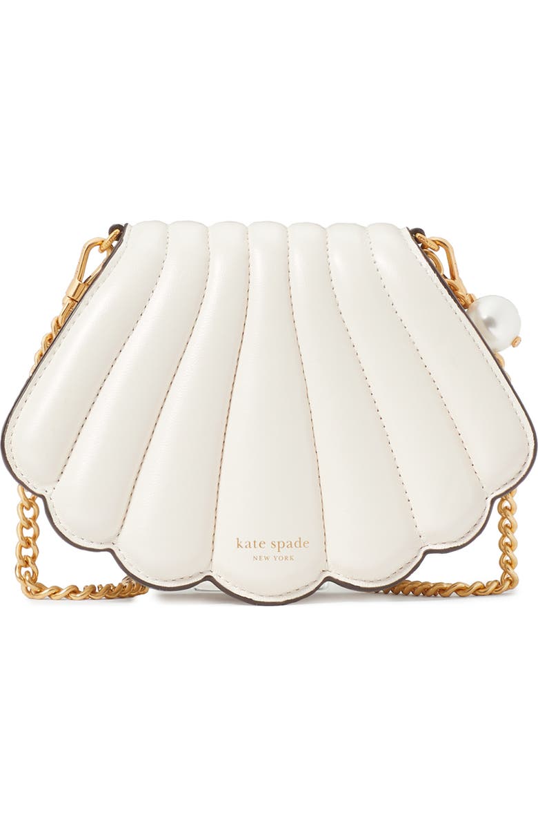 Kate Spade New York what the shell pearlized smooth leather seashell crossbody, Main, color,
