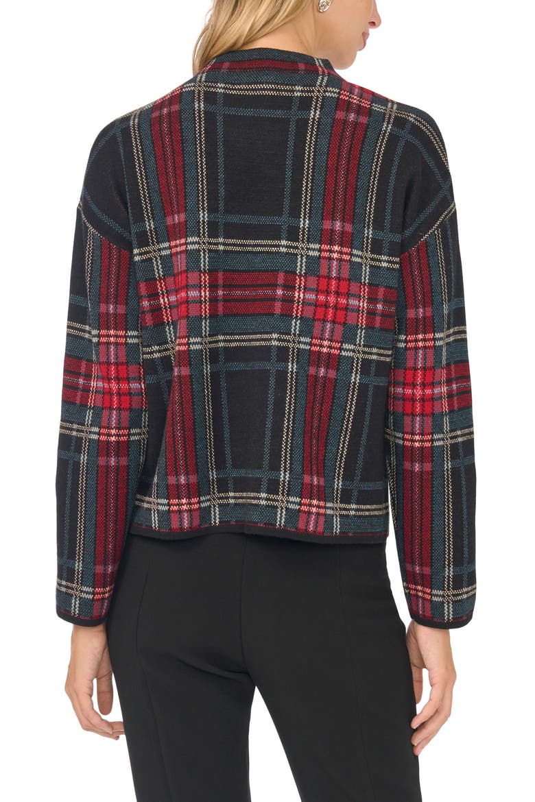 Plaid Mock Neck Sweater, Alternate, color, RICH BLACK