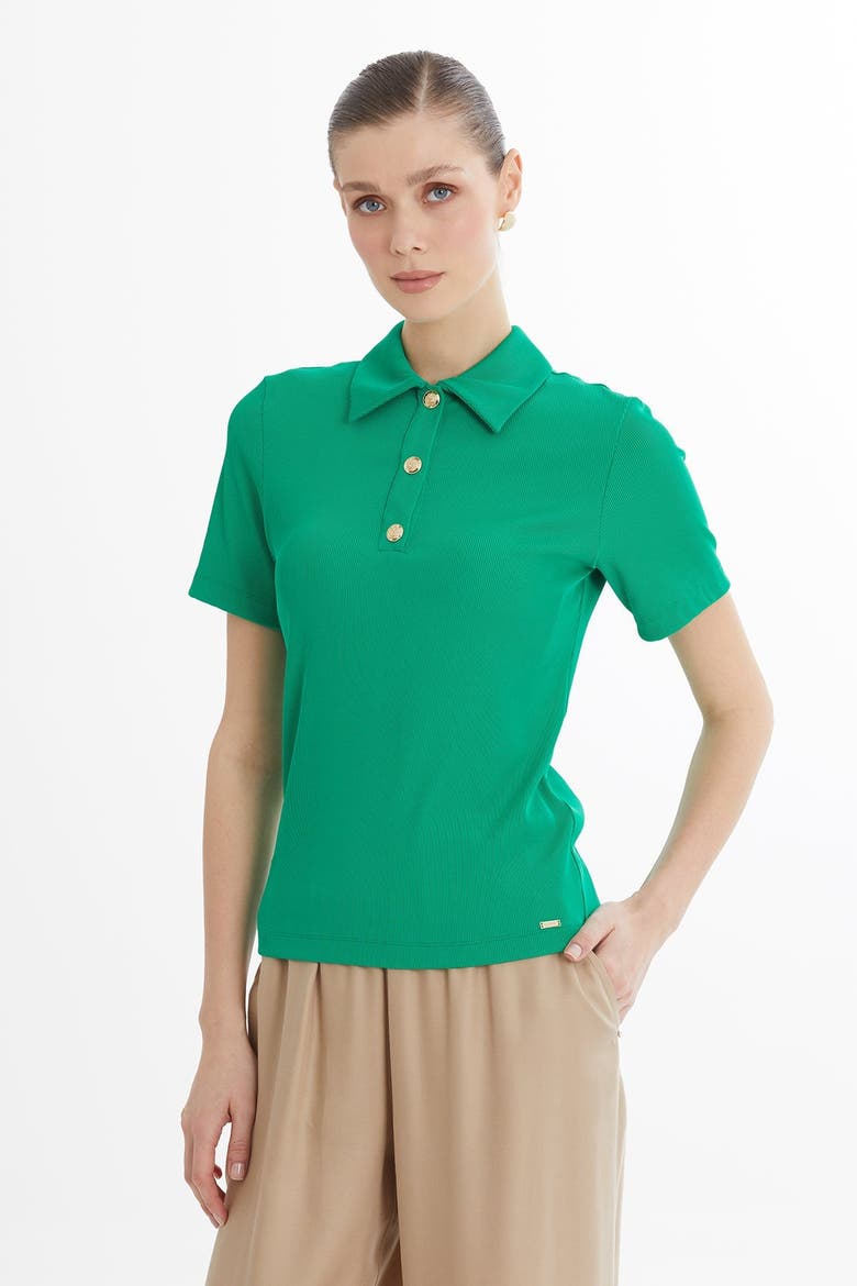 Green Snap-Closure Blouse, Alternate, color, Green