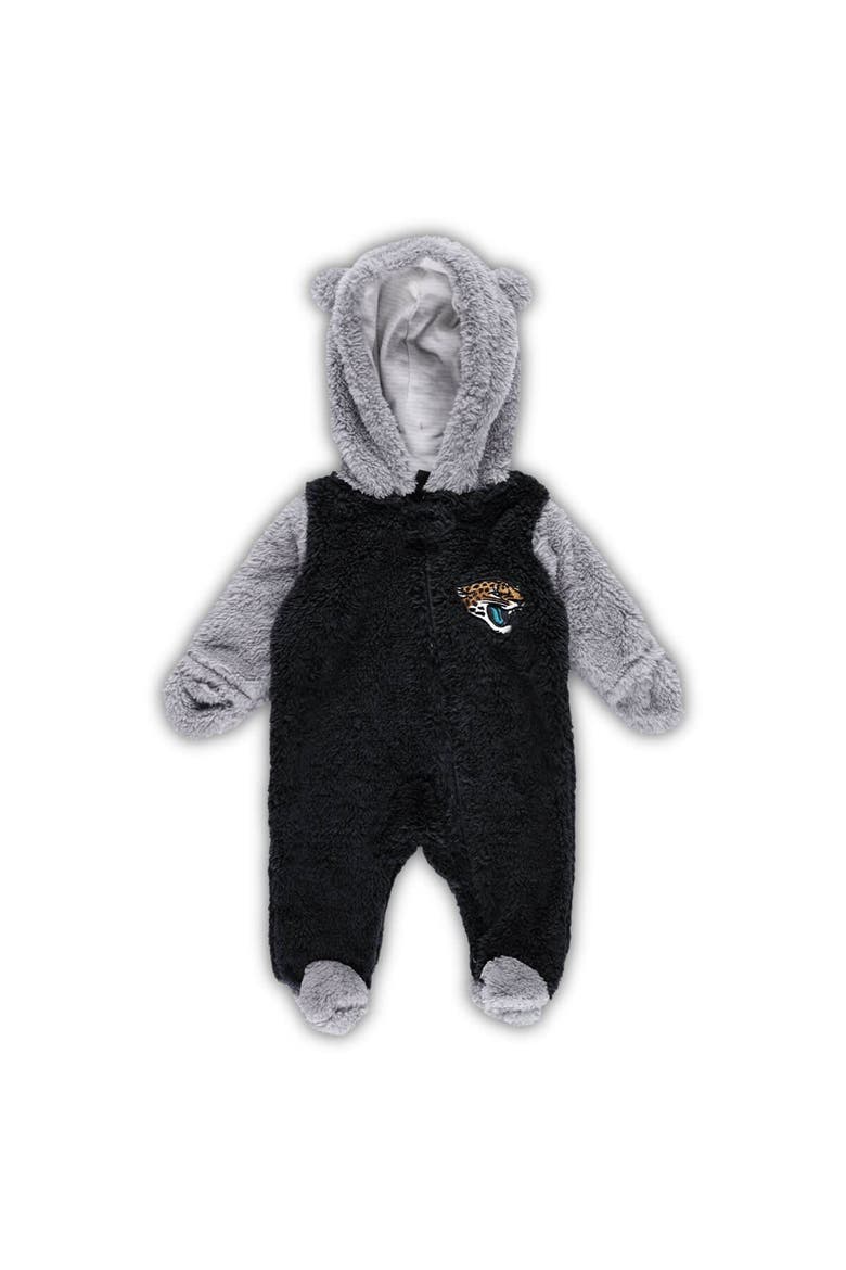 Newborn & Infant Black/Gray Jacksonville Jaguars Game Nap Teddy Fleece Bunting Full-Zip Sleeper, Main, color, Black