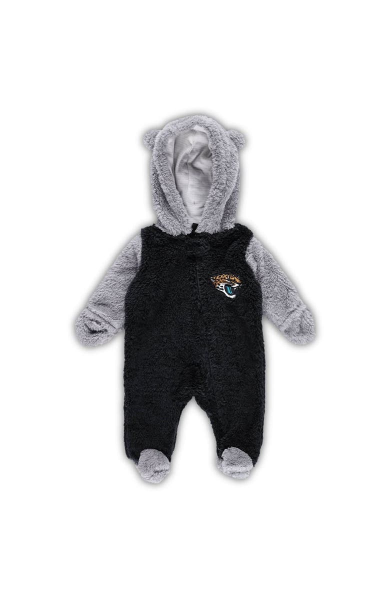 Outerstuff Newborn & Infant Black/Gray Jacksonville Jaguars Game Nap Teddy Fleece Bunting Full-Zip Sleeper, Main, color, Black
