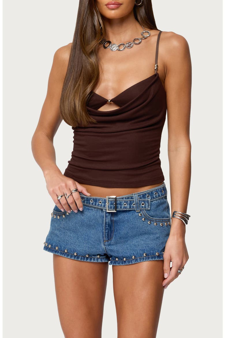 Layered Cowl Neck Camisole, Main, color, DARK-BROWN