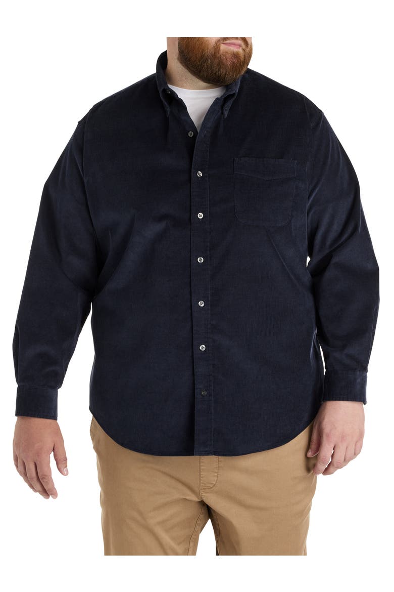Big & Tall Corduroy Sport Shirt, Alternate, color, NAVY