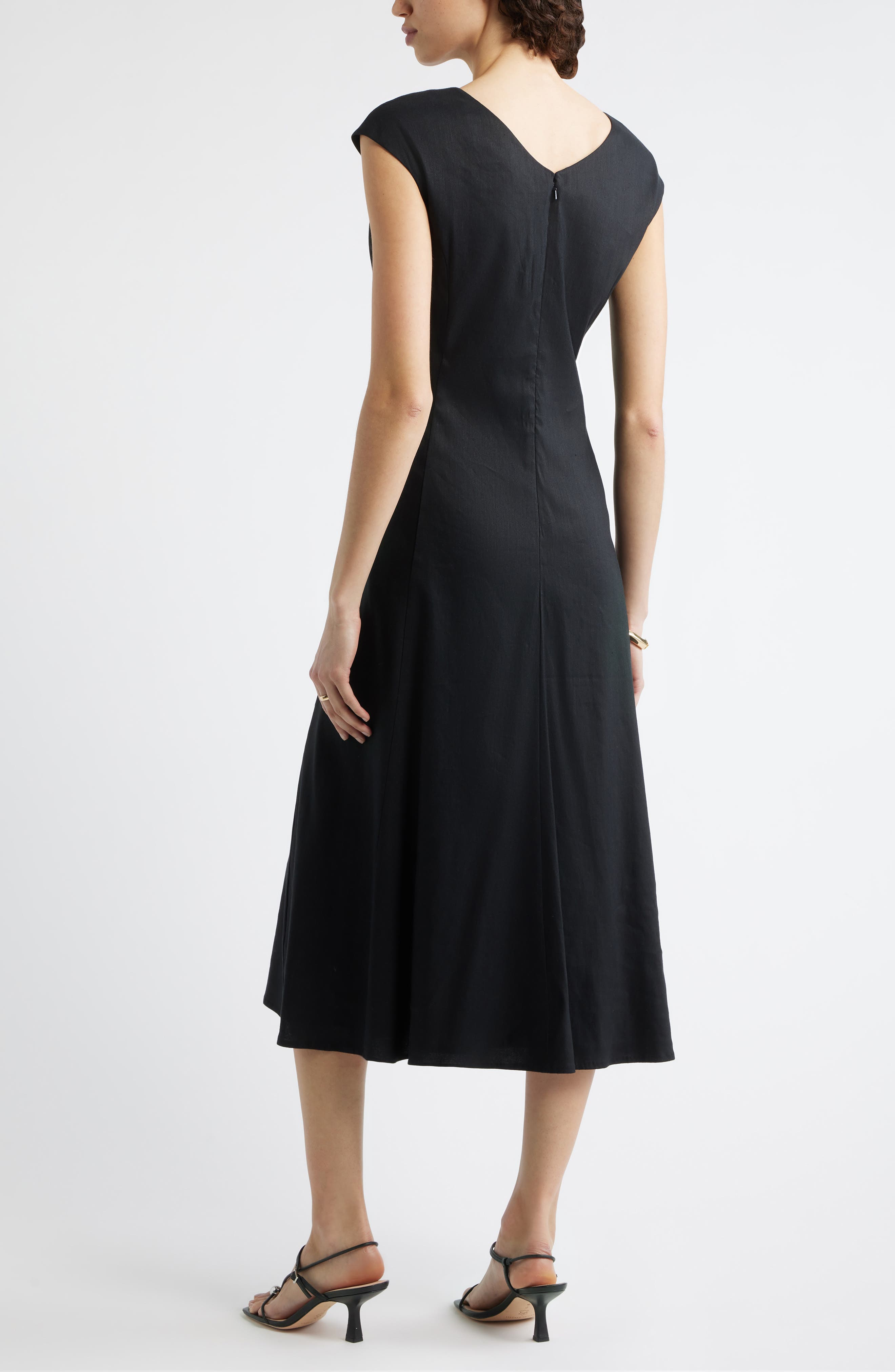 Женские Nordstrom Linen Blend Ruched Midi Dress — фото 3