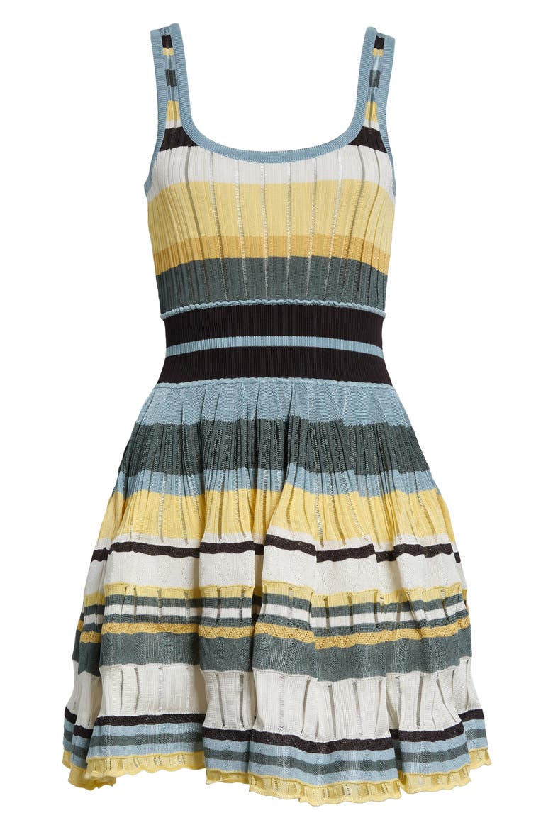Stripe Crinoline Fit & Flare Sweater Dress, Alternate, color, MULTICOLOR JAUNE