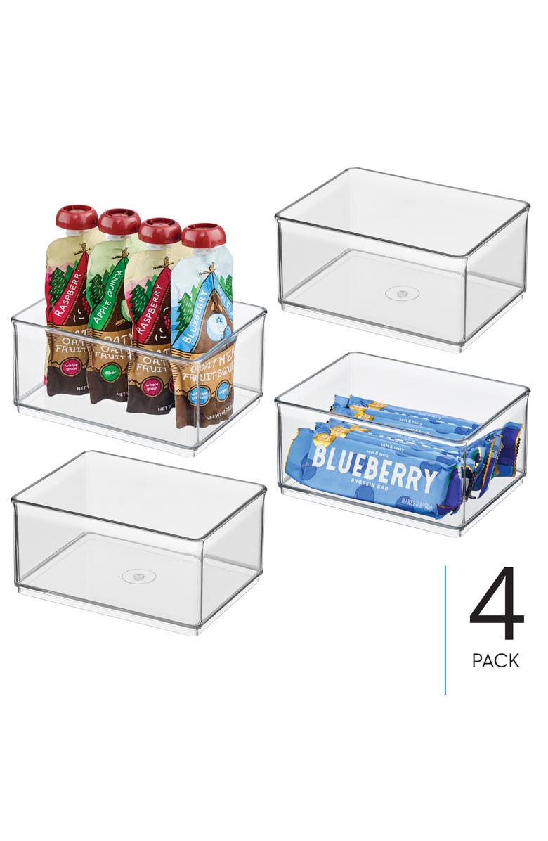 iDesign Medium Shallow Organizer Bin - Set of 4, Alternate, color, Clear