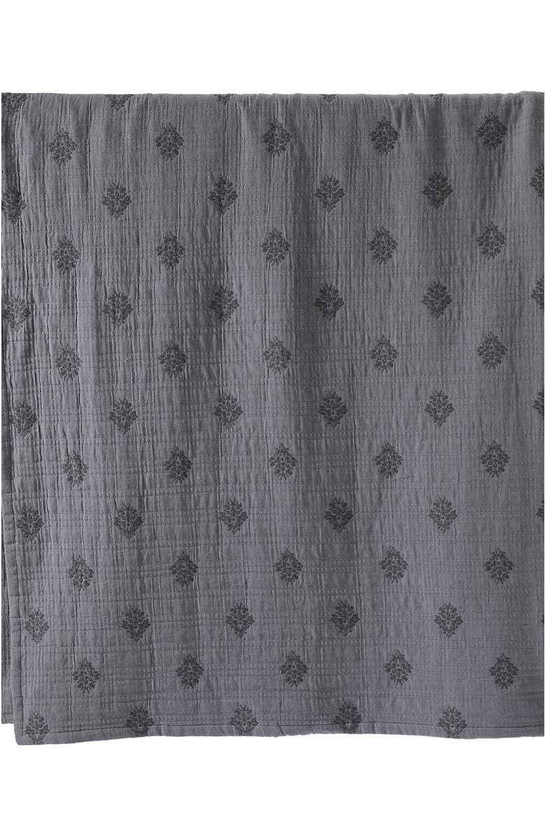 Lands' End Embroidered Matelasse Bed Coverlet, Alternate, color, Ultimate Gray Medallion Floral