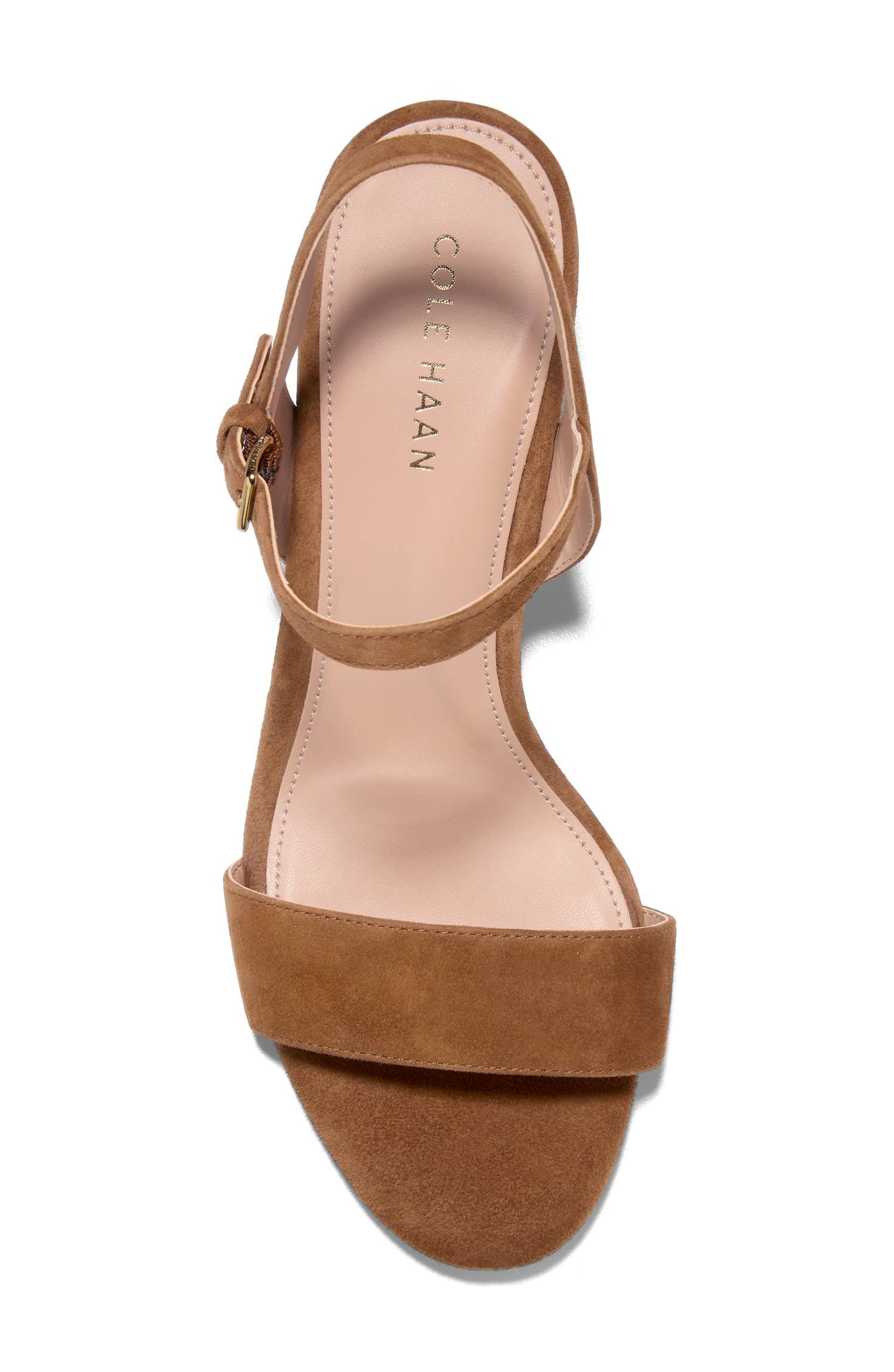 Cole Haan Josie Block Heel Sandal, Alternate, color, Tobacco Suede / Stacked Heel