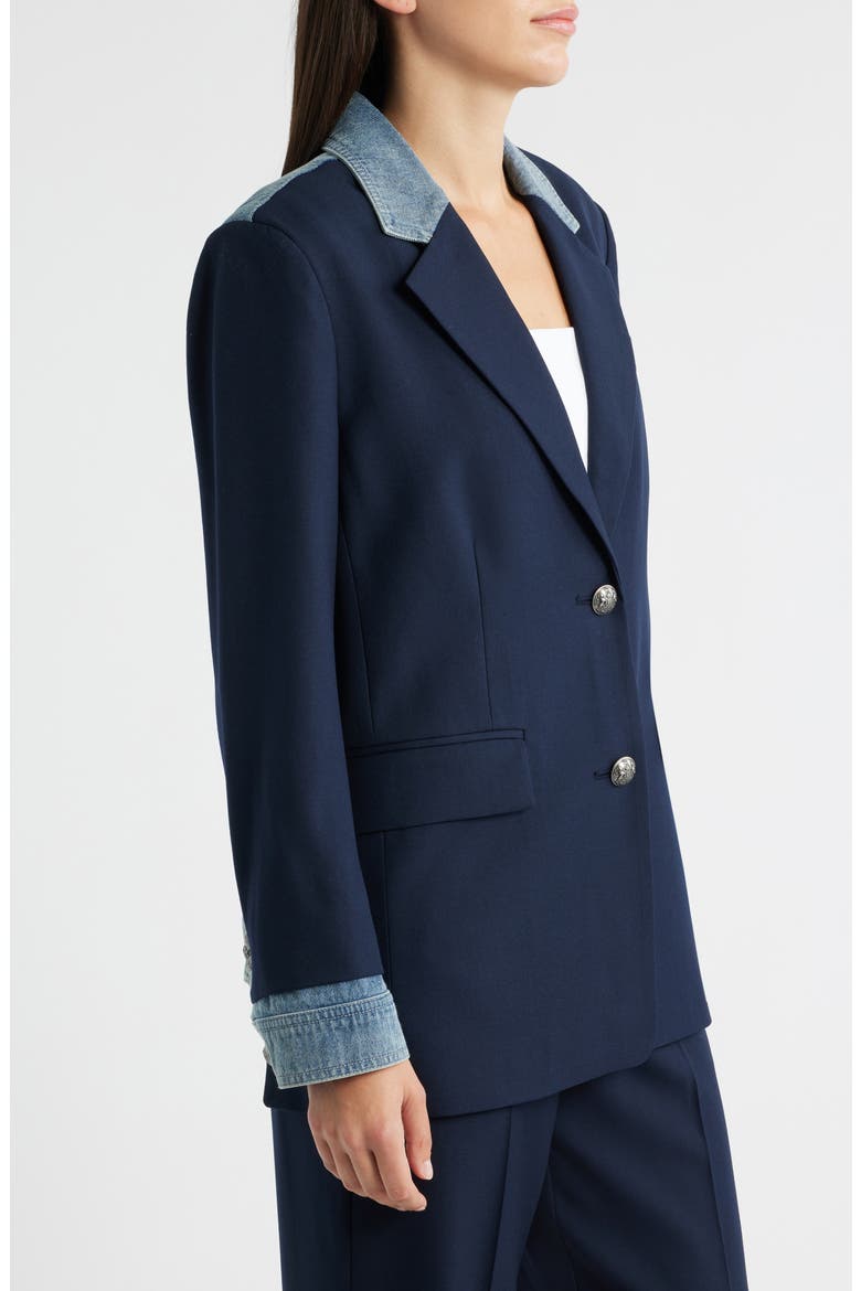 Sylvia Contrast Trim Blazer, Alternate, color, NAVY