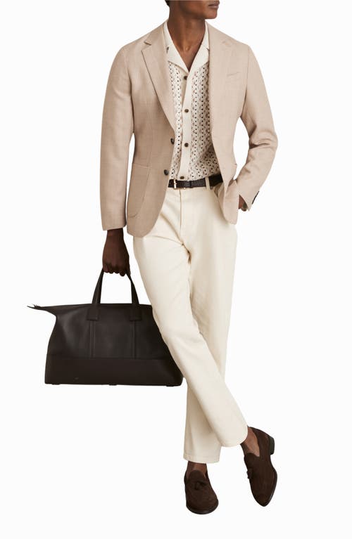 Reiss Roulette Cuban Button Through Textured Shirt In Natural