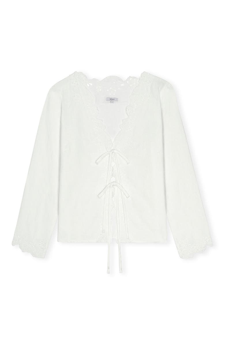 Fleur Eyelet Linen Shirt, Alternate, color, WHITE