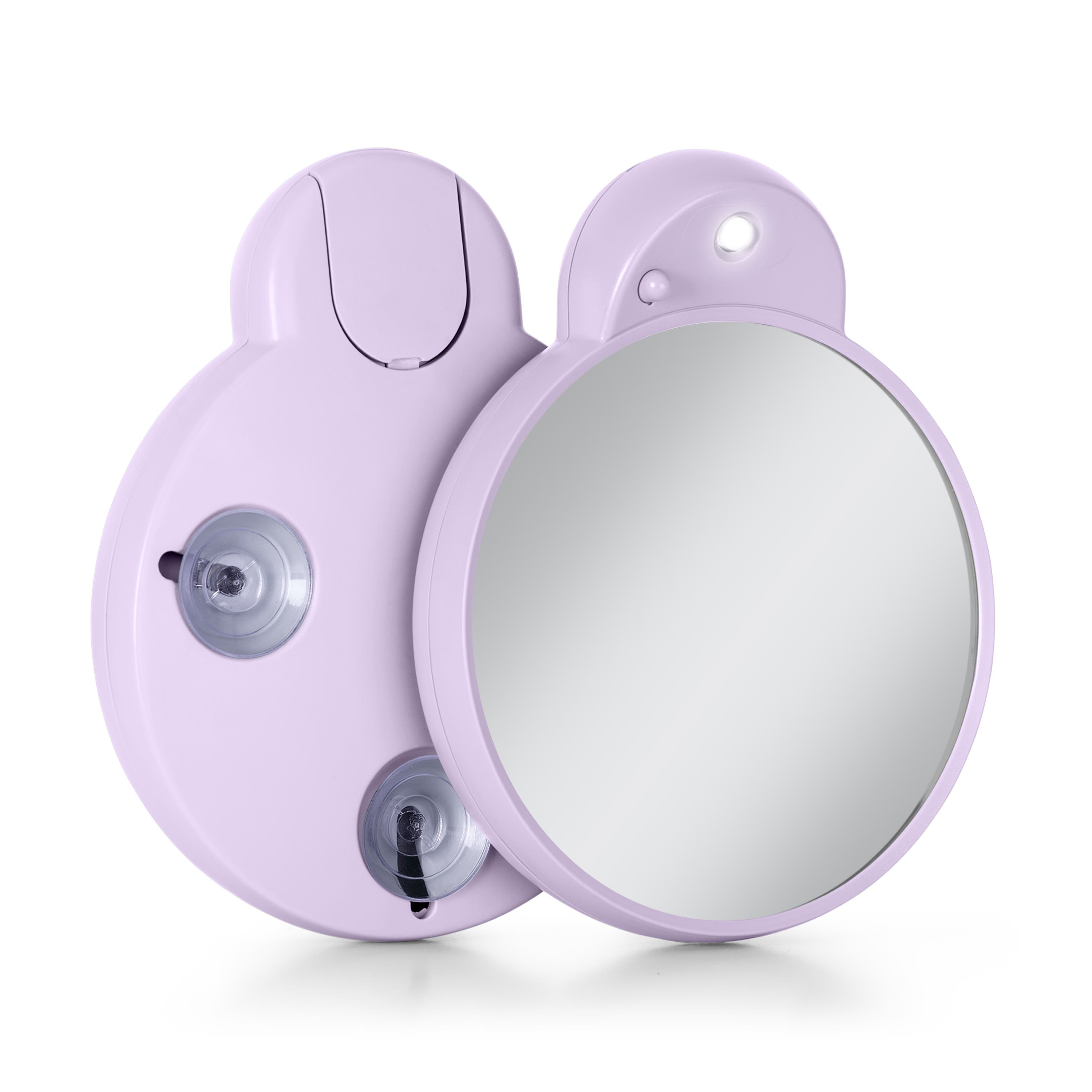 Zadro Lighted Compact Mirror with 10X Magnification & Retractable Suction Cups in Lavender 