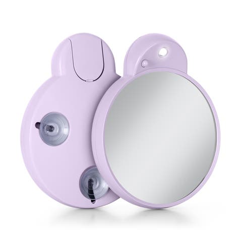 Lighted Compact Mirror with 10X Magnification & Retractable Suction Cups