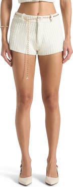 Manière De Voir Elina Tweed Mini Shorts With Belt