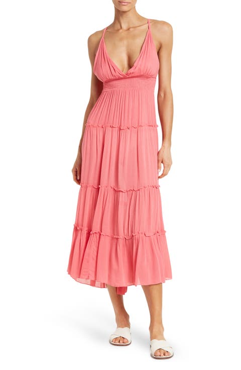 Tie Back Tiered Cover-Up Maxi Dress