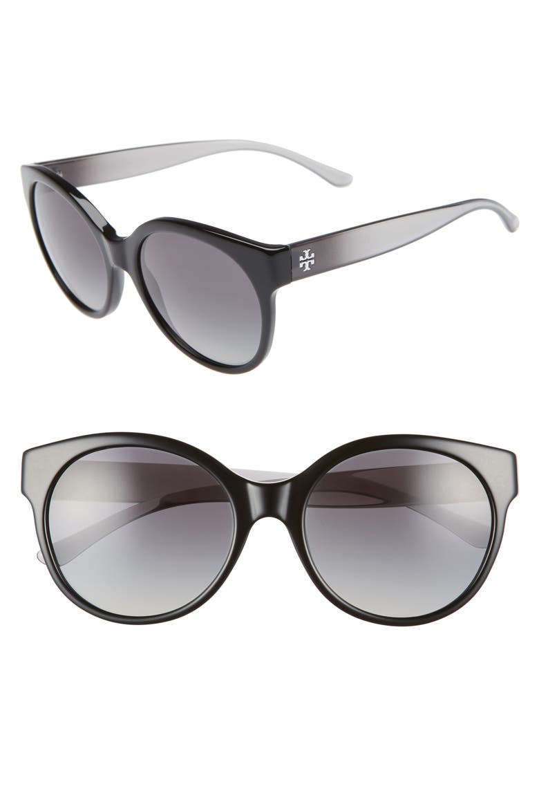 Stacked T 55mm Round Sunglasses, Main, color, BLACK GRADIENT