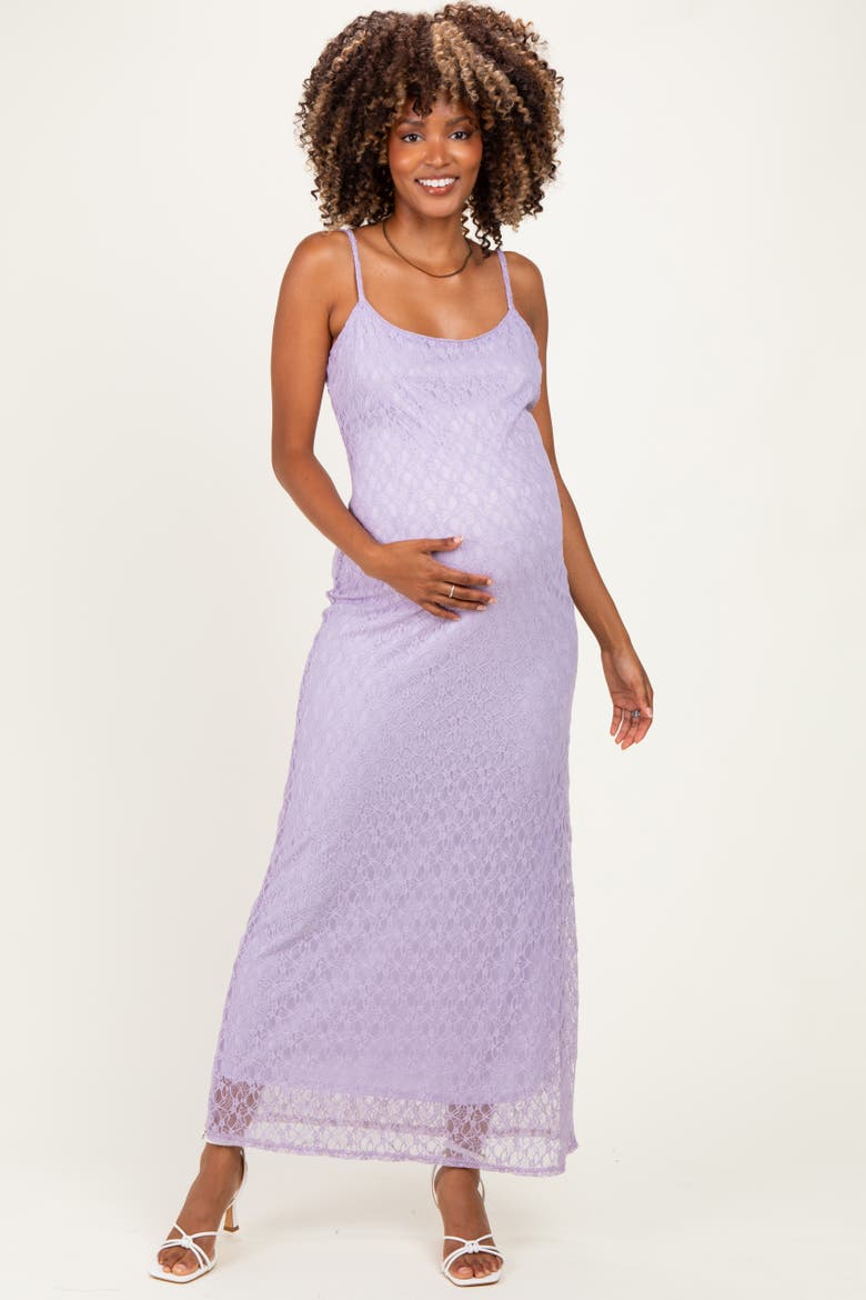 Sleeveless Lace Square Neck Maxi Dress, Alternate, color, Lavender