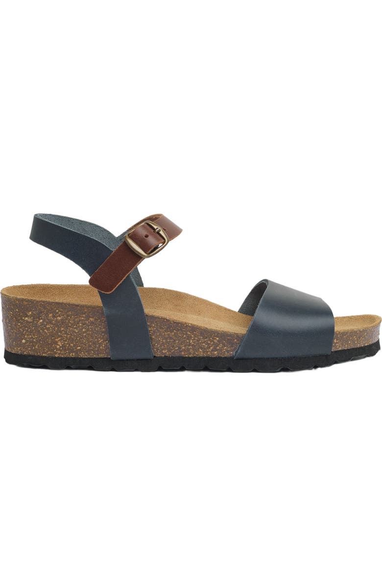 Celtic & Co. Low Wedge Ankle Strap Sandal, Alternate, color, Navy / Rust