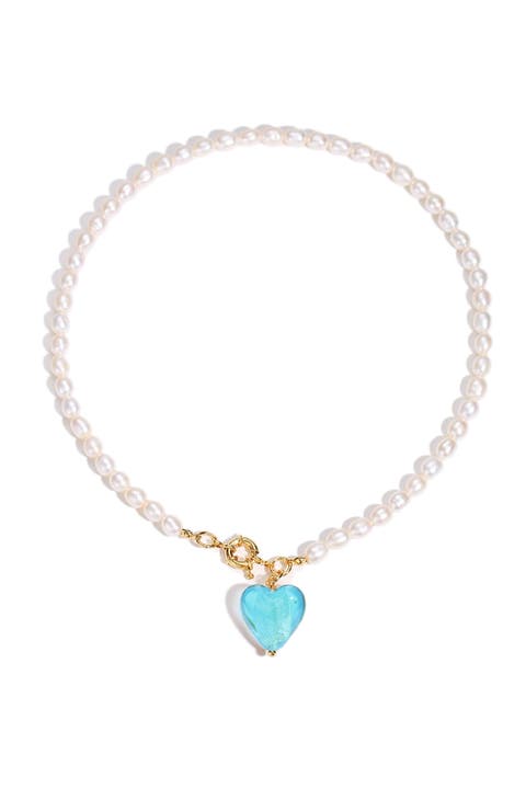 Esmée Glaze Heart Pendant Baroque Pearl Necklace