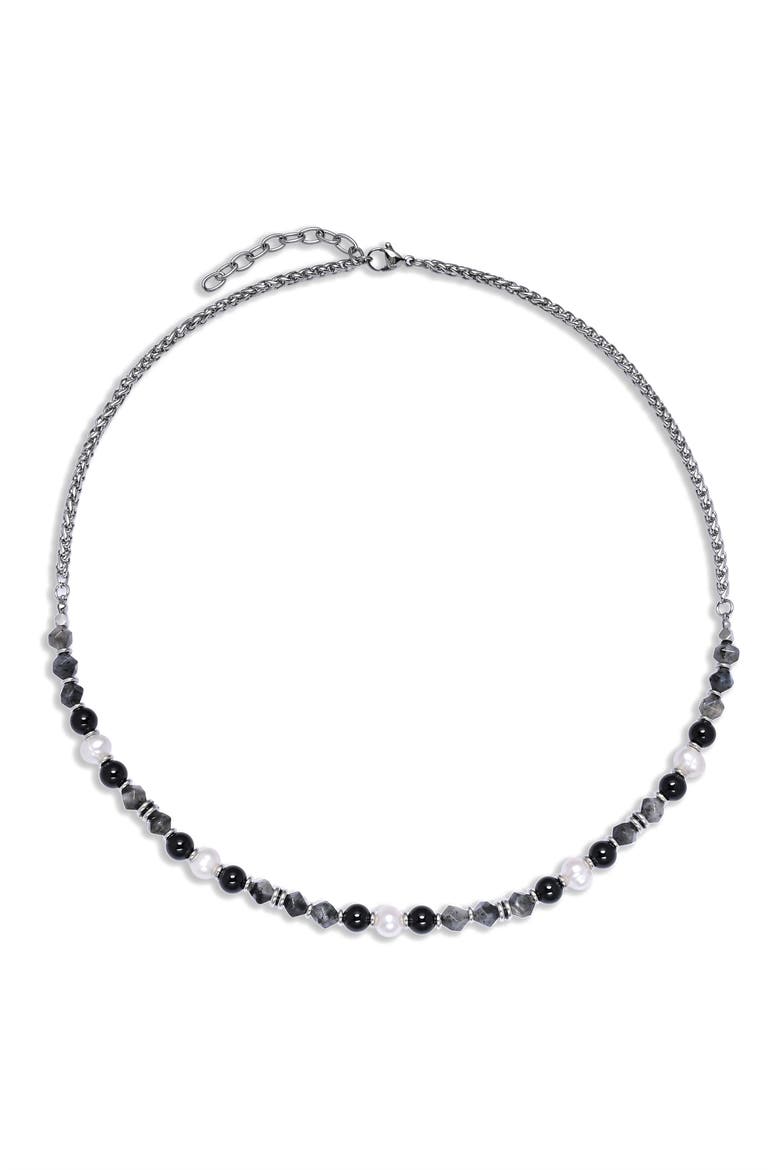 Jeremiah Agate Beaded Necklace, Alternate, color, SILVER