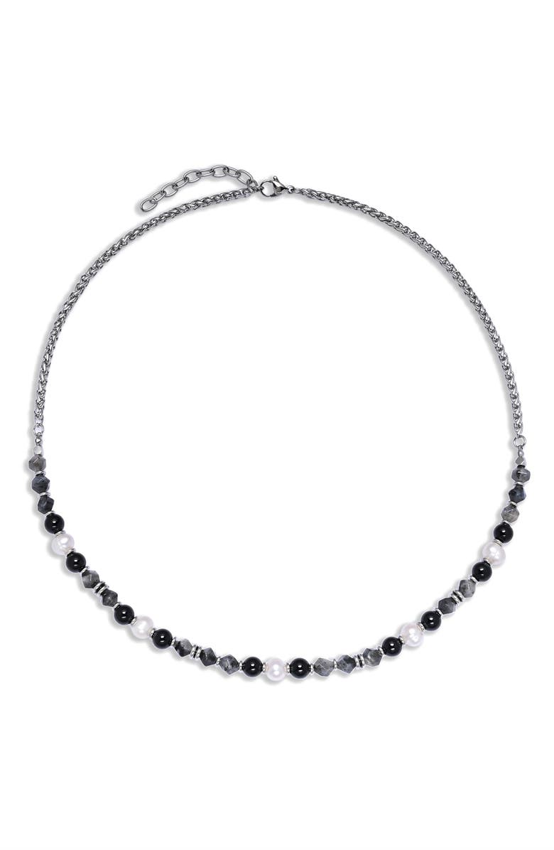 EYE CANDY LOS ANGELES Jeremiah Agate Beaded Necklace, Alternate, color, Silver