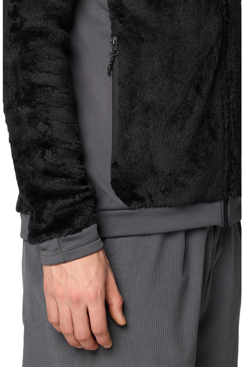 Polartec® High Loft Fleece Hooded Jacket, Alternate, color, BLACK/ VOLCANIC