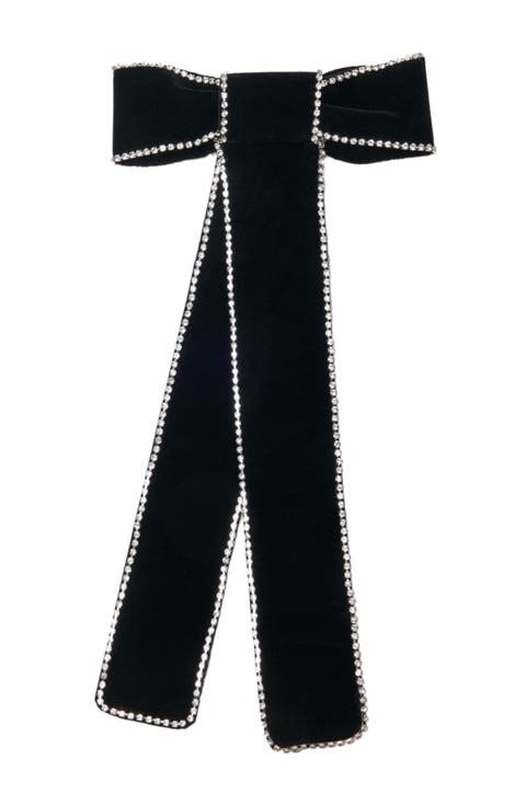 Rhinestone velvet bow barrette