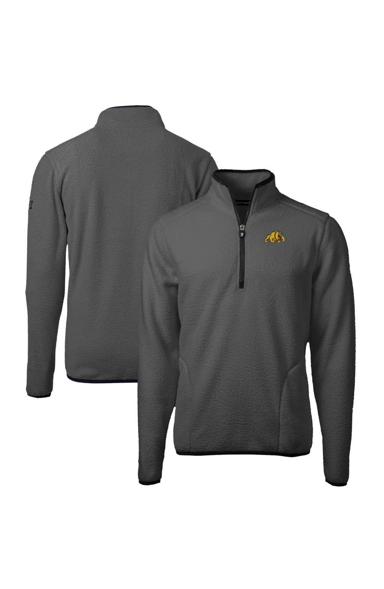 Cutter & Buck Men's Cutter & Buck  Gray/Black Bowie State Bulldogs Cascade Eco Sherpa Fleece Quarter-Zip Pullover Jacket, Main, color, 