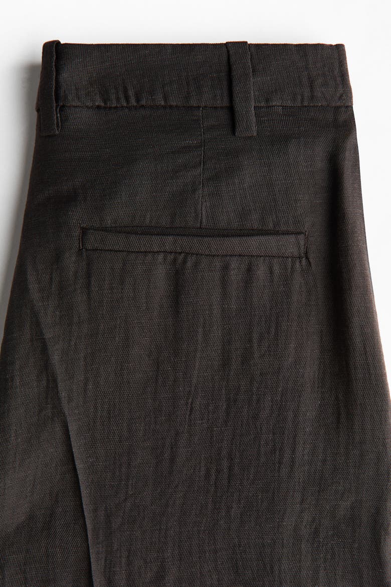 Tailored Linen-blend Culottes, Alternate, color, Dark brown