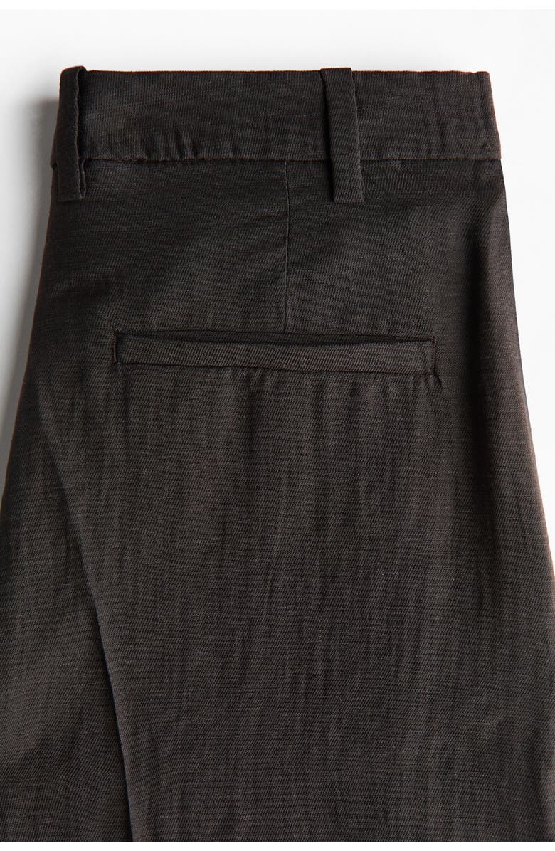 H&M Tailored Linen-blend Culottes, Alternate, color, Dark Brown