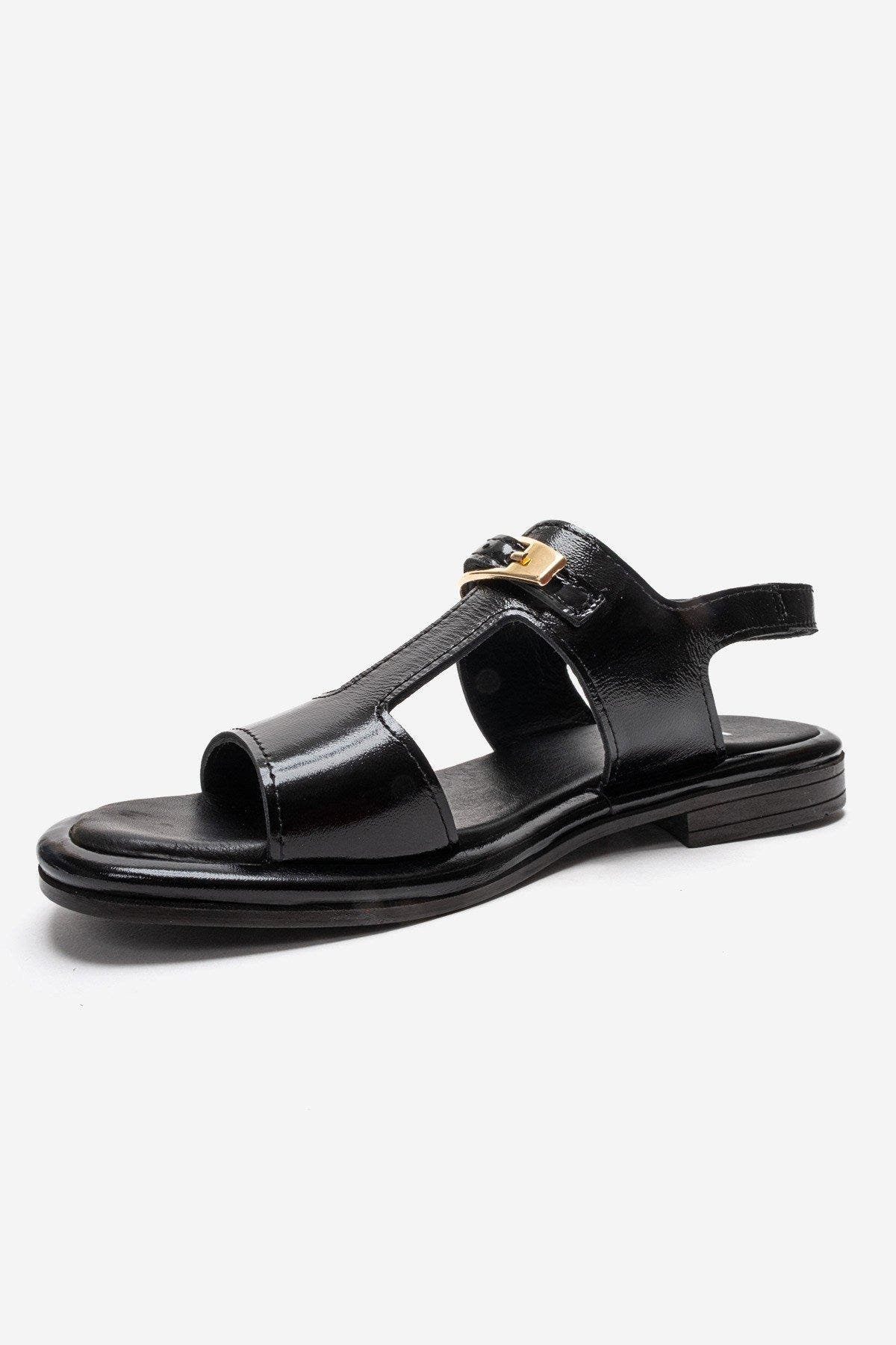 Forever & Always Shoes Auren Leather Buckle Sandal, Alternate, color, Black