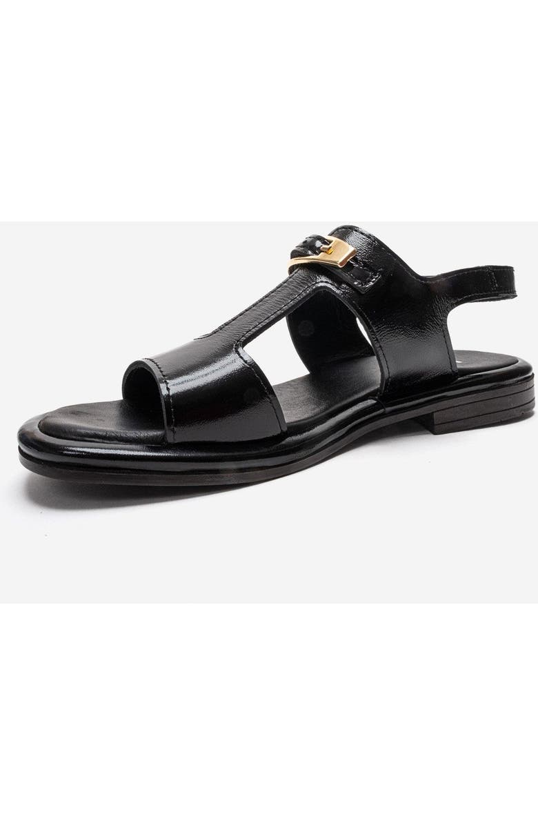 Forever & Always Shoes Auren Leather Buckle Sandal, Alternate, color, Black