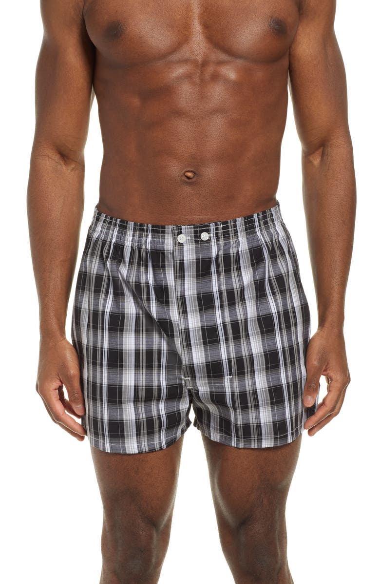 Nordstrom 3-Pack Classic Fit Boxers, Alternate, color, Black- White Plaid Pack