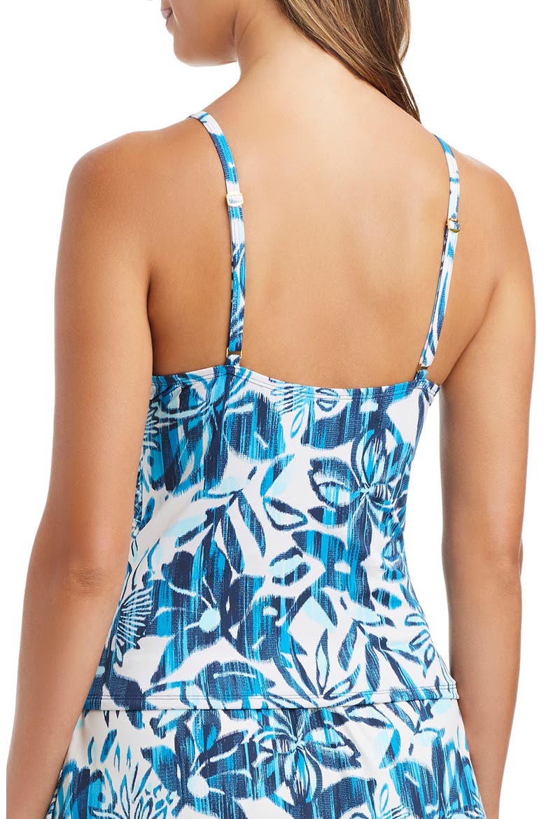 Keyhole Neck Tankini, Alternate, color, BLUE MULTI