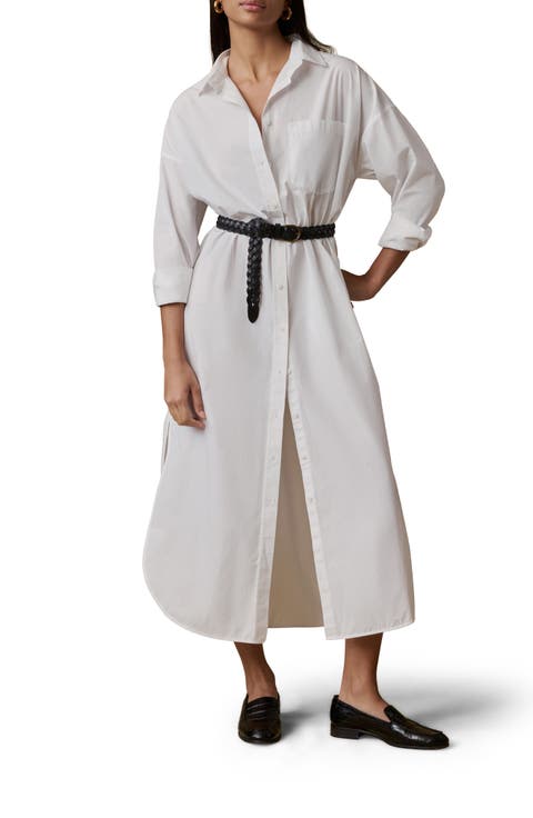 Coastal Rio Long Sleeve Organic Cotton Poplin Maxi Shirtdress