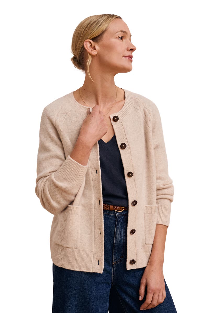 Celtic & Co. Cable Detail Raglan Cardigan, Alternate, color, Oatmeal