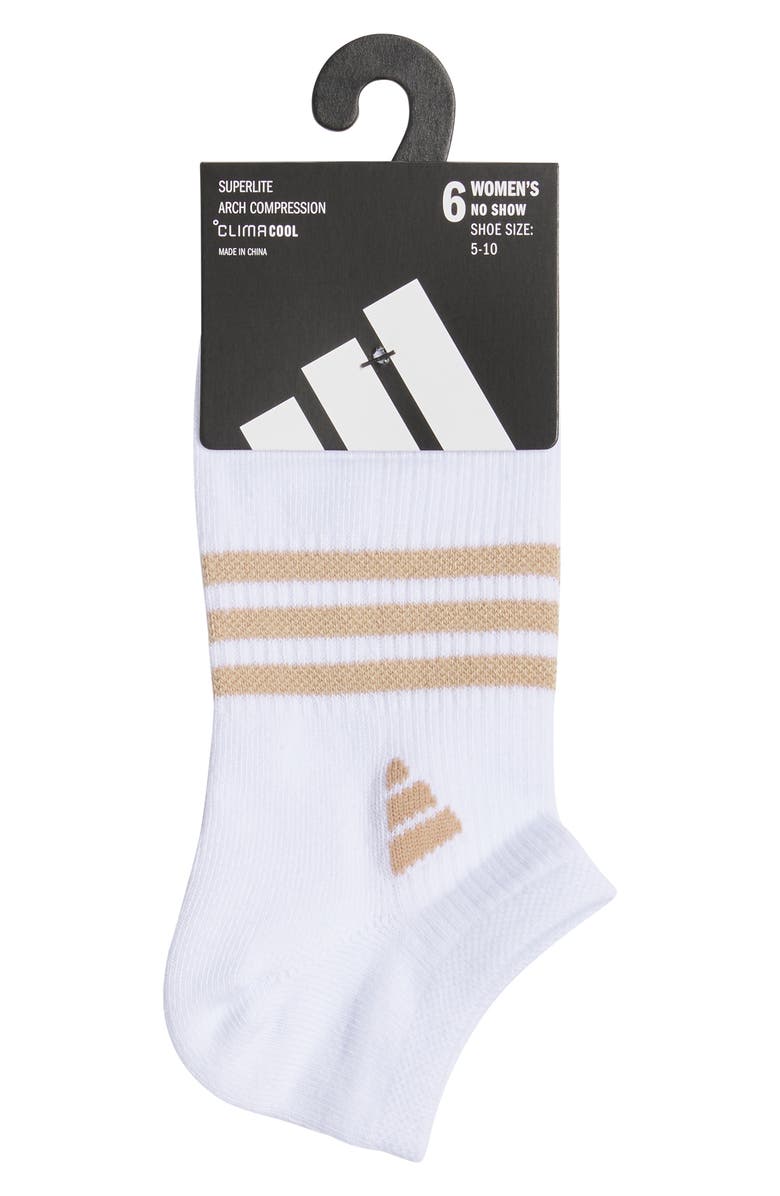 adidas Superlite 3.0 6-Pack Ankle Socks, Alternate, color, White/ Sandstone/ Teal