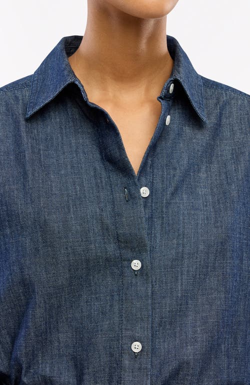 Another Tomorrow Chambray Shirt In Dark Blue