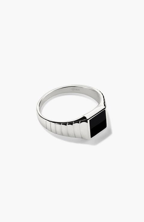 Black Onyx Square Signet Ring