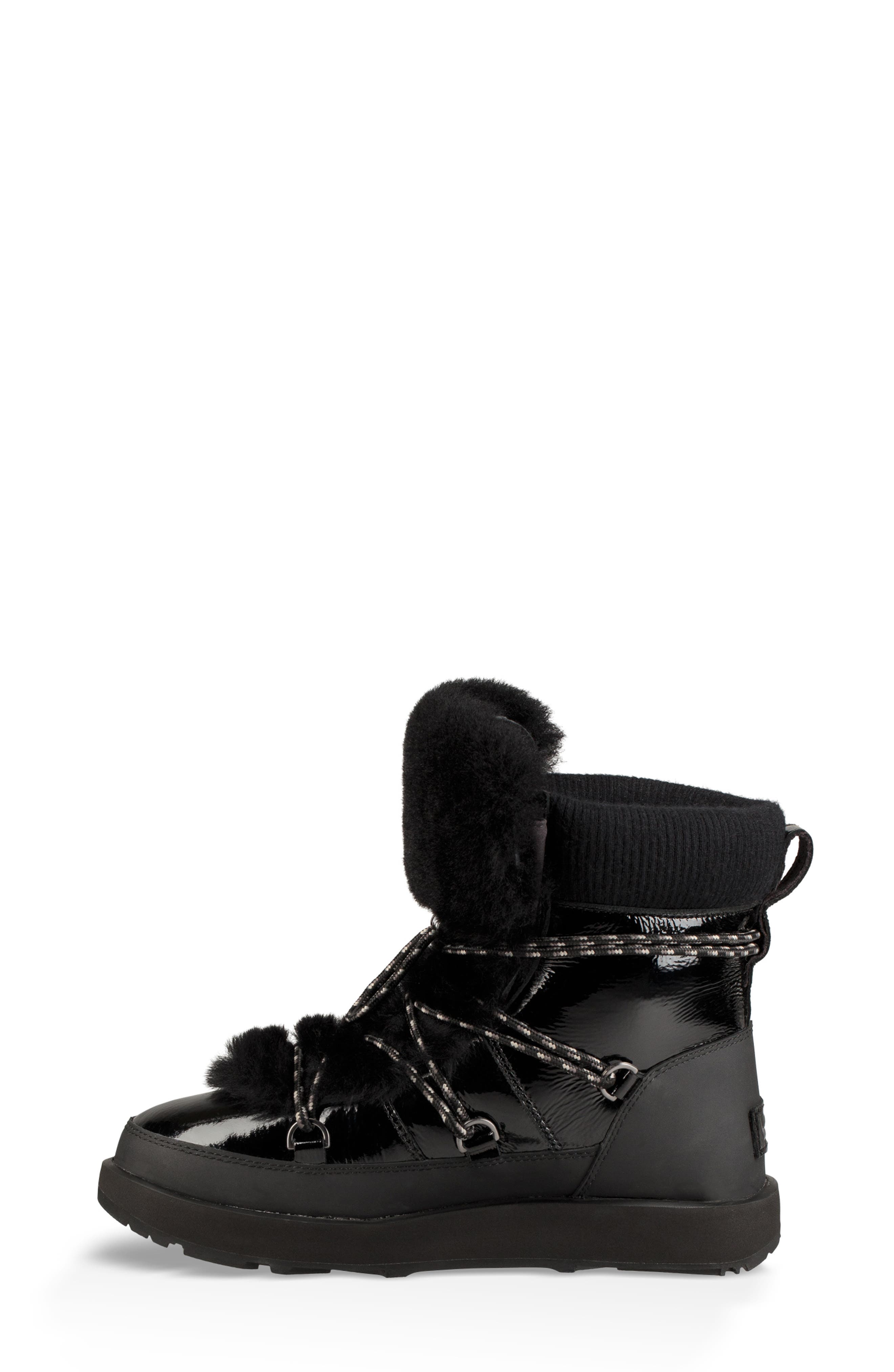 Highland Genuine Shearling Waterproof Bootie, Alternate, color, BLACK LEATHER