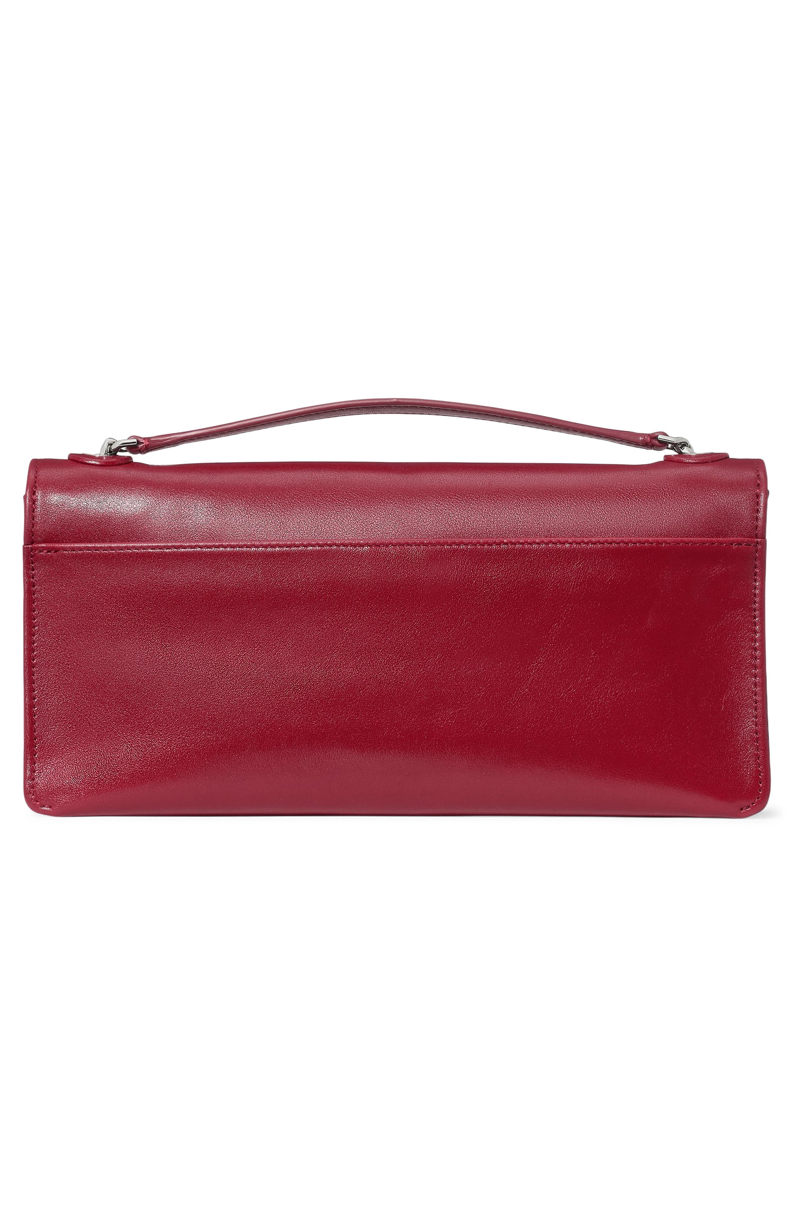 deco fine grain leather convertible chain shoulder bag, Alternate, color, RED JAM