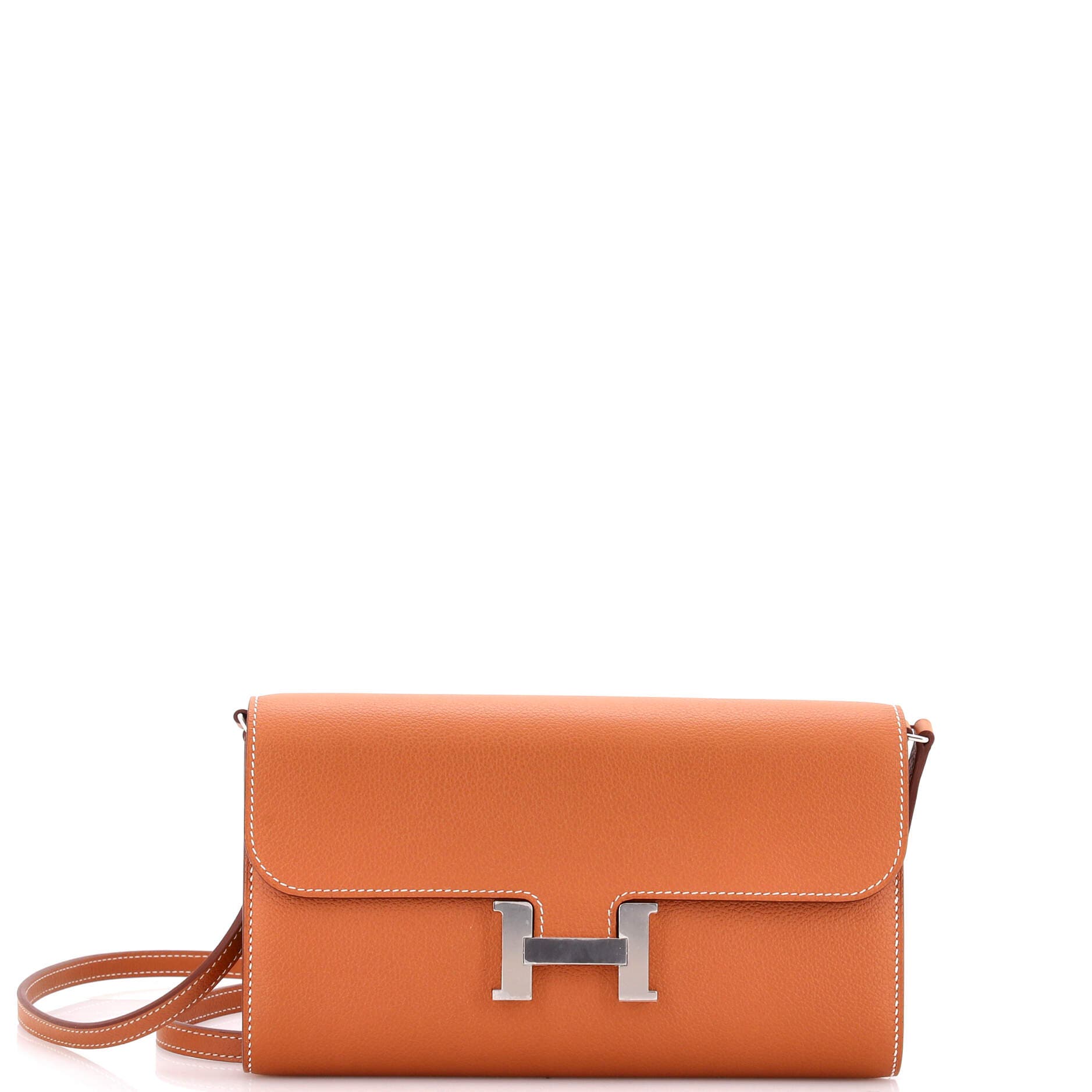 Pre-Owned Hermes Constance To Go Wallet Evercolor, Main, color, Gold