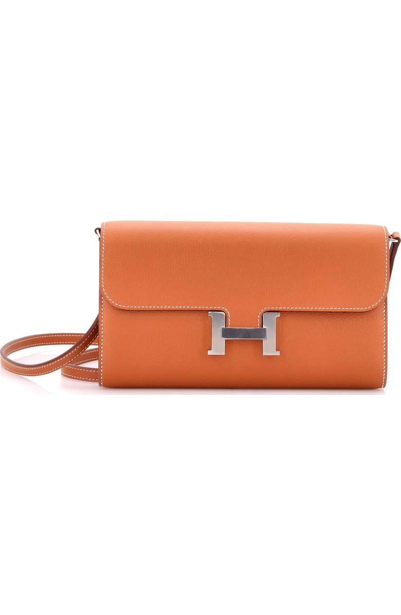Pre-Owned Hermes Constance To Go Wallet Evercolor, Main, color, Gold