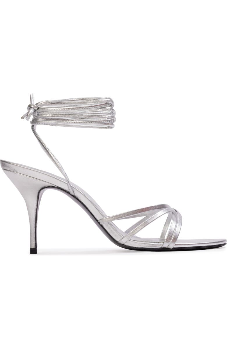 BLACK SUEDE STUDIO Tally 80 Sandal, Main, color, Silver Metallic Leather